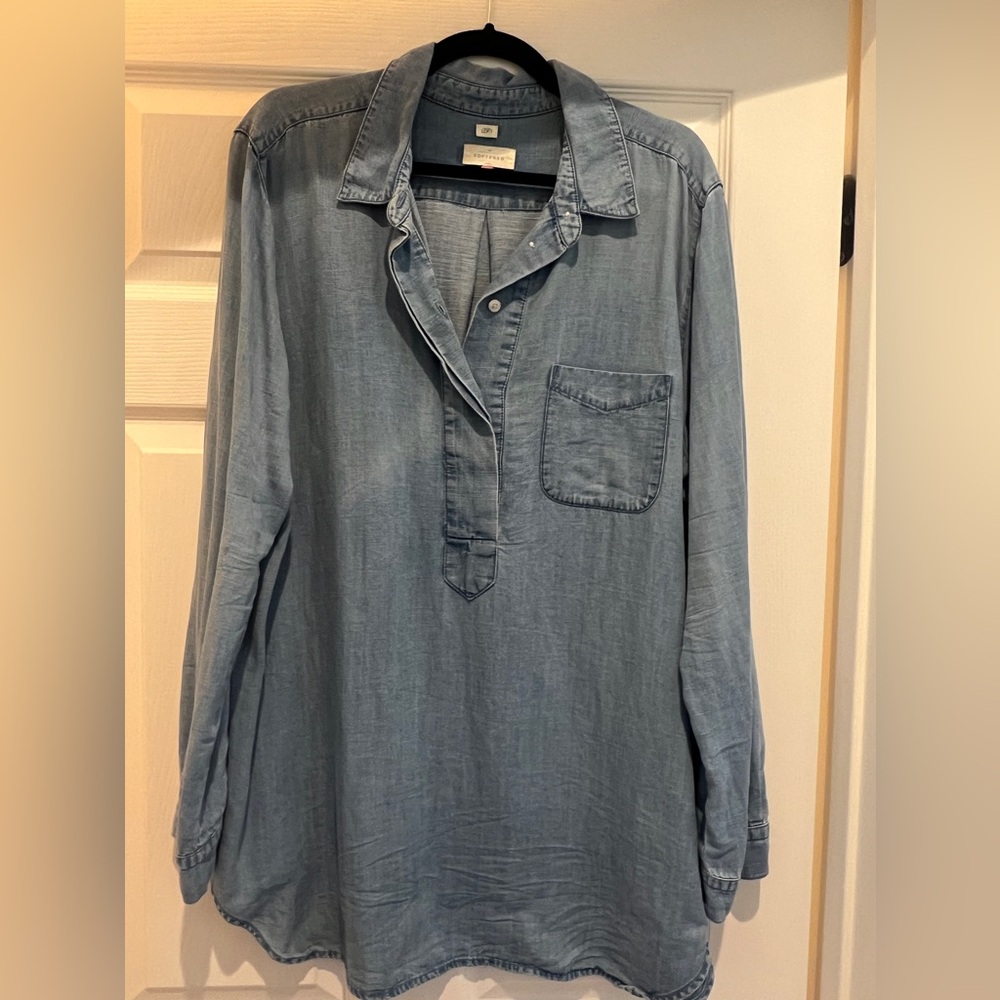 Loft denim popover blouse